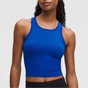 Aritzia Blue Ribbed Racerback Crop Tank